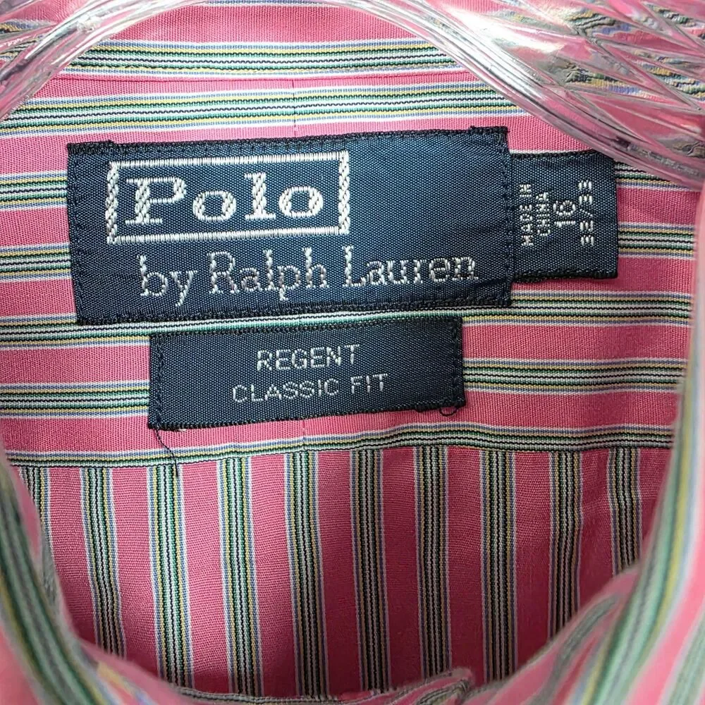 Vtg Polo Ralph Lauren Regent Shirt Men's 16 32/33 Pink Striped Long Sleeve
